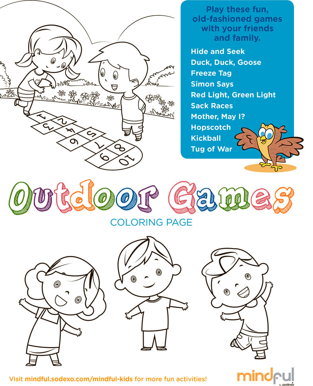 Outdoor Games Coloring Page   Mindful by Sodexo